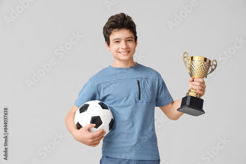 Teenage boy with soccer bal...