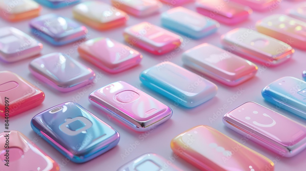 Collection of futuristic mobile app icons Collection of futuristic mobile app icons