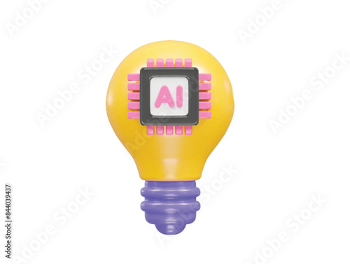 Ai icon 3d rendering illustration element