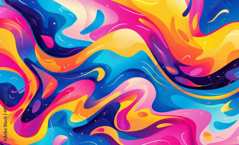 Fototapeta premium Vector illustration of a vibrant colorful background with cartoon waves and swirls 