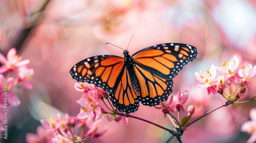 Naklejka premium Large butterfly perched on a blossom