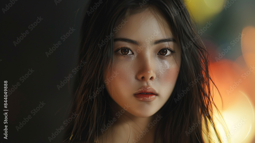 Fototapeta premium Uma bela mulher asiática olhando para a câmera