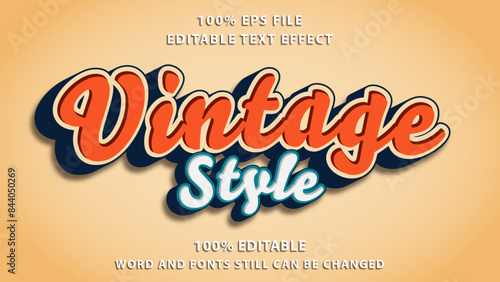Vintage text effect, editable text Vintage style theme.