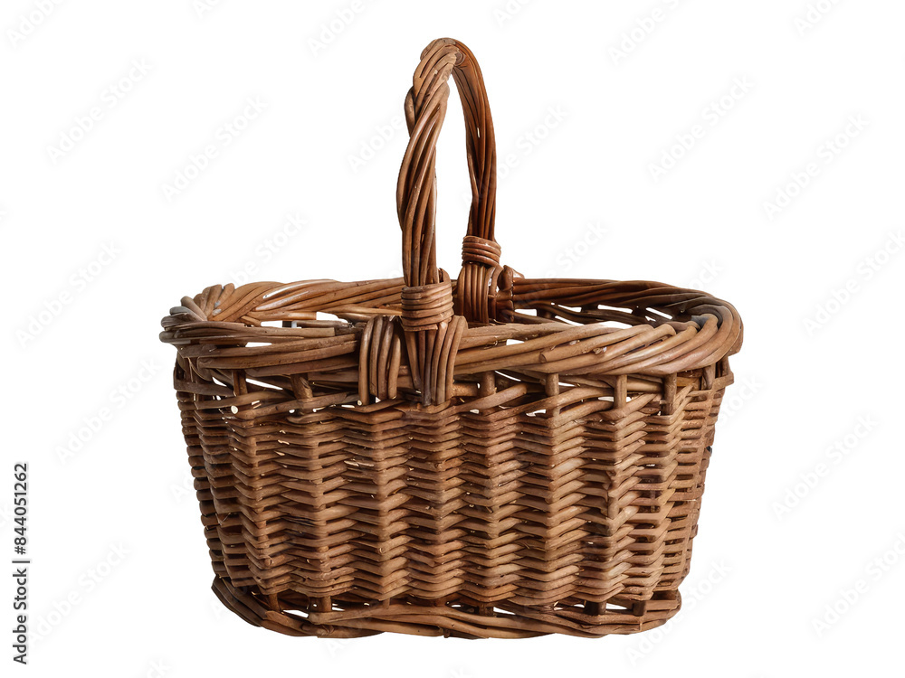 Obraz premium Isolated PNG Empty Wicker Basket, GENERATIVE AI