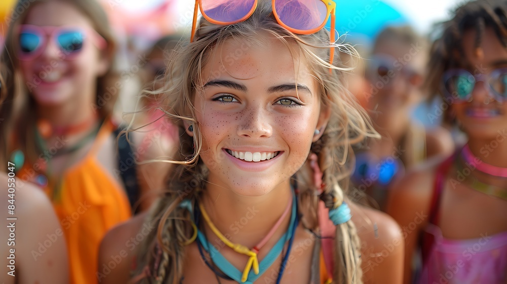 Teens enjoying dystopian themed summer festival Teens enjoying dystopian themed summer festival