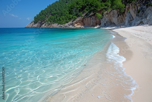 Fototapeta Naklejka Na Ścianę i Meble -  Clear Blue Water and White Sand Beach in Greece