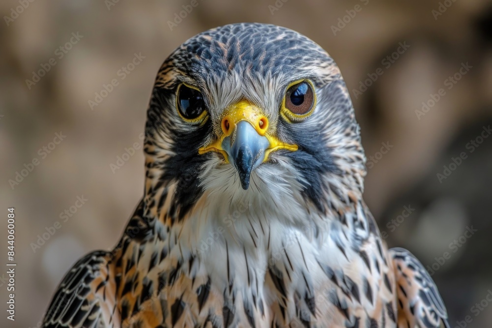 A detailed view of a bird's face, with sharp talons and piercing eyes A detailed view of a bird's face, with sharp talons and piercing eyes