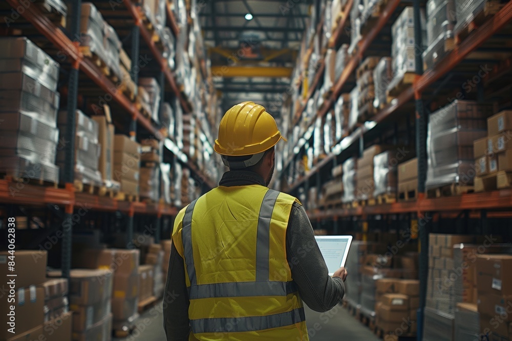 Warehouse Worker Checking Inventory Warehouse Worker Checking Inventory