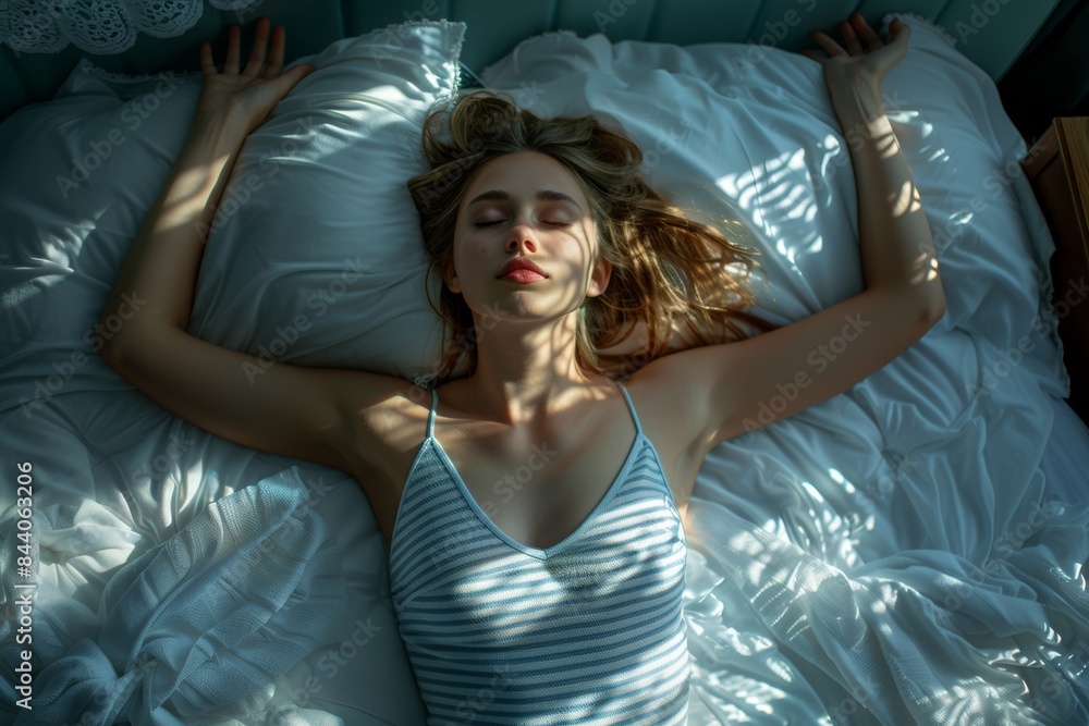 Fototapeta premium Woman Waking Up in Bed