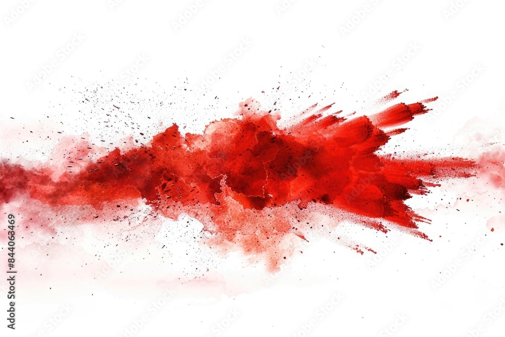 A close-up of red paint splattered on a white background A close-up of red paint splattered on a white background