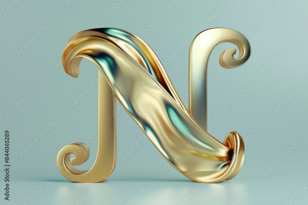 A close-up image of a letter 'n' made up of shiny gold letters A close-up image of a letter 'n' made up of shiny gold letters