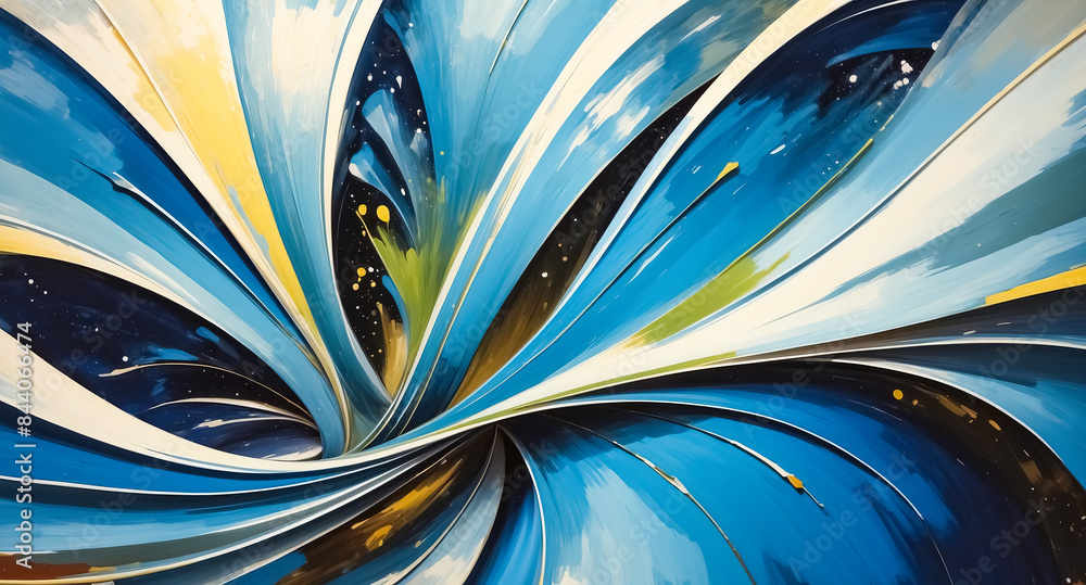 Abstract Swirling Blue and Yellow Artwork Abstract Swirling Blue and Yellow Artwork