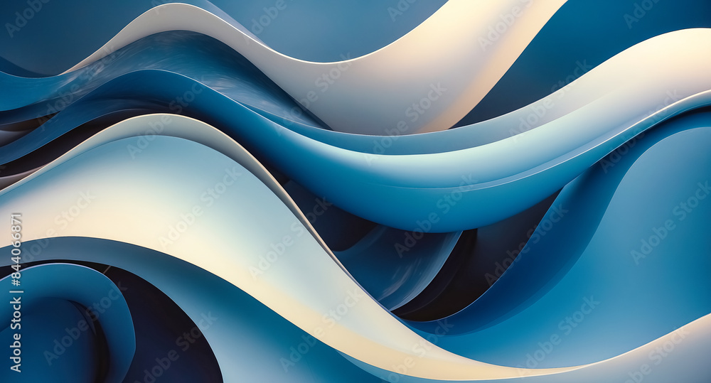Abstract Blue and White Curved Shapes Abstract Blue and White Curved Shapes
