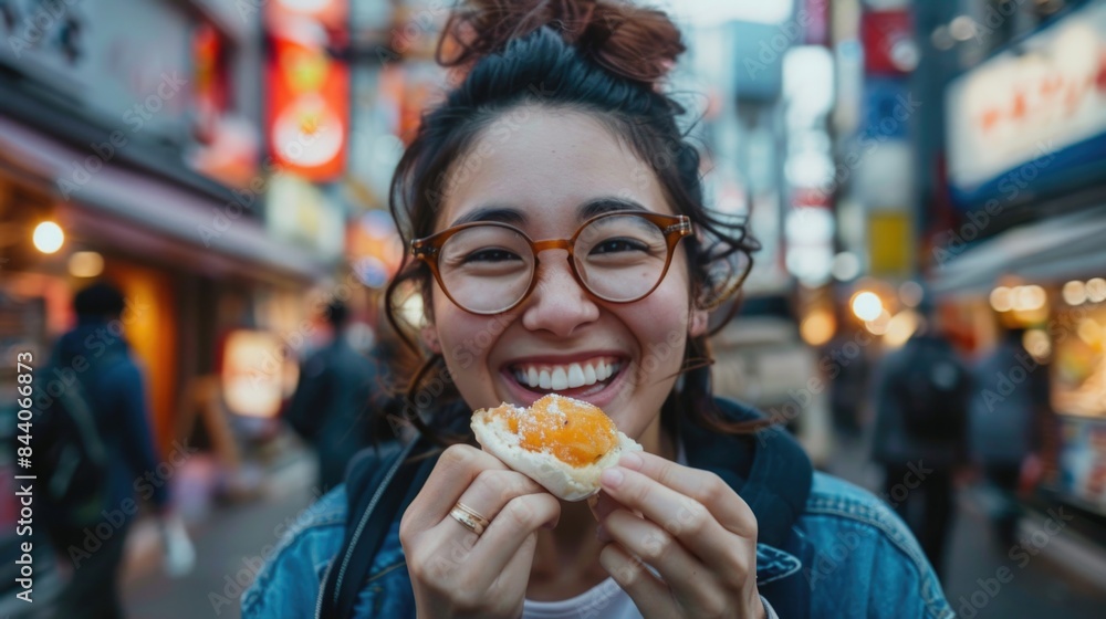 A person enjoying a sweet treat A person enjoying a sweet treat