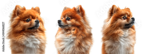 Pomeranian dog in three different poses.