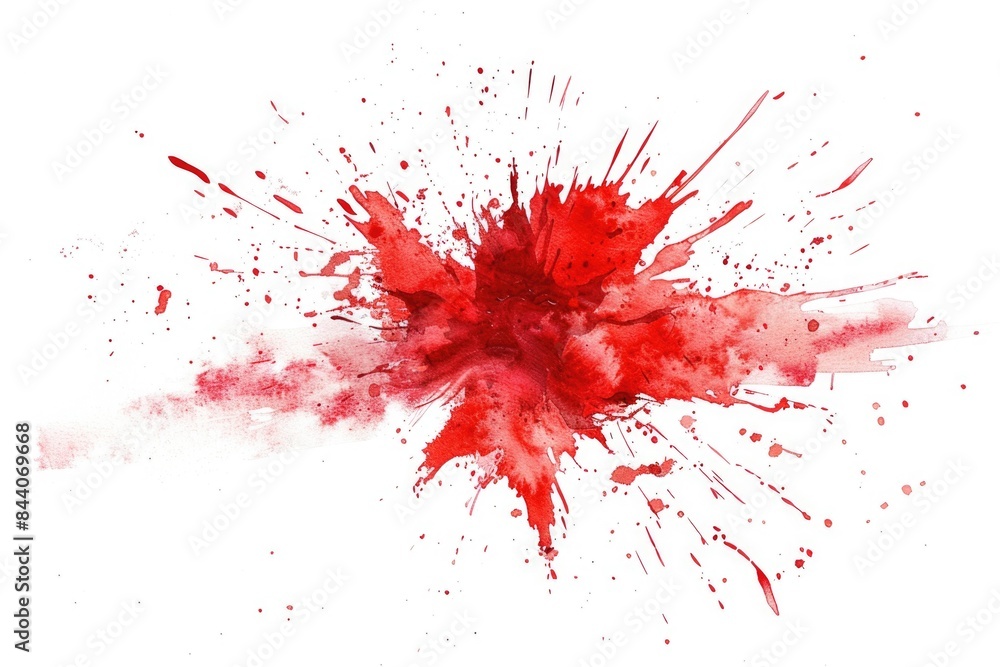 A vibrant red paint splattered on a white background A vibrant red paint splattered on a white background