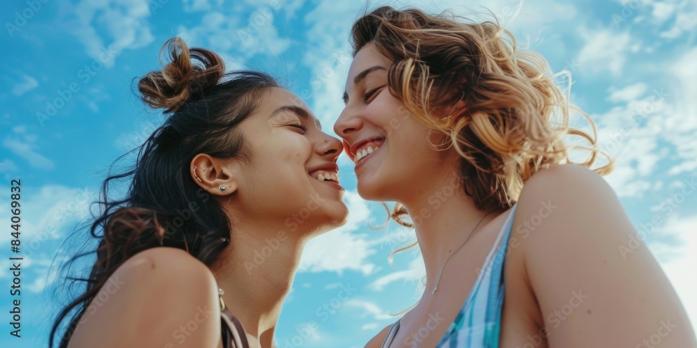 Two females standing side by side, possibly friends or family members Two females standing side by side, possibly friends or family members