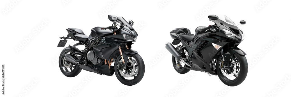 Set of modern sports motorcycle isolated on transparent background Set of modern sports motorcycle isolated on transparent background