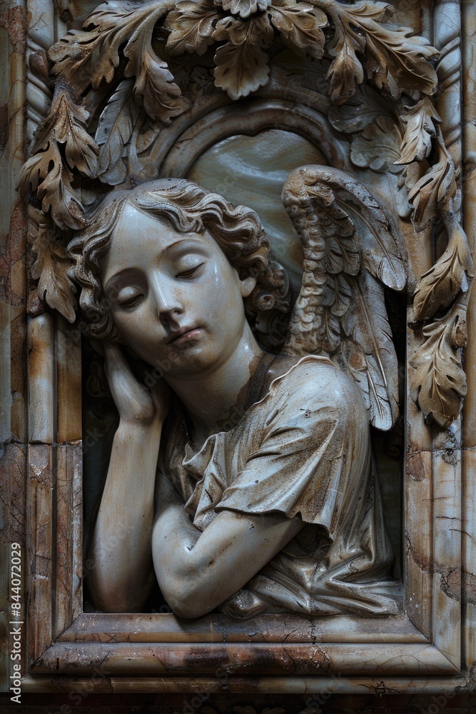 A close-up image of a statue of an angel, ideal for use in religious or inspirational contexts A close-up image of a statue of an angel, ideal for use in religious or inspirational contexts