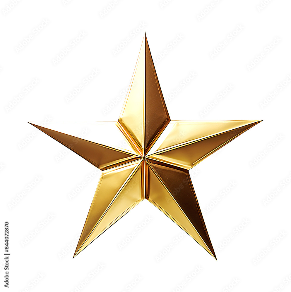 Obraz premium Single gold star on a transparent background.