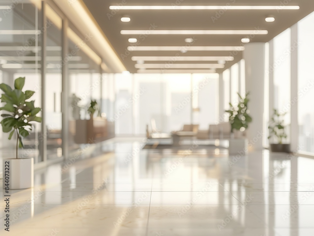 Fototapeta premium A large open office space with a lot of natural light and plants