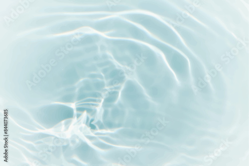 Blue water with ripples on the surface. Defocus blurred transparent blue colored clear calm water surface texture with splashes and bubbles. Water waves with shining pattern texture background.