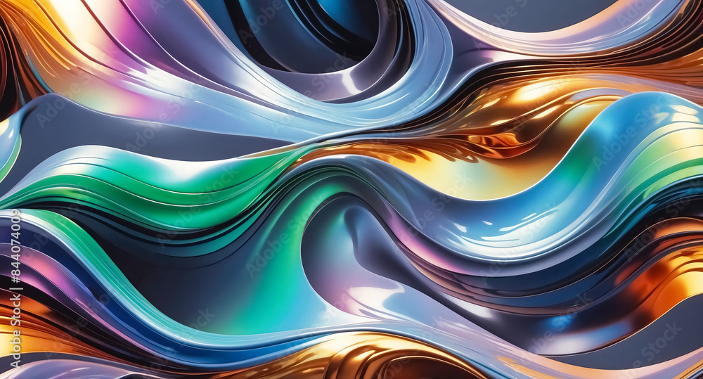Abstract 3D Background with Wavy Shiny Surfaces Abstract 3D Background with Wavy Shiny Surfaces