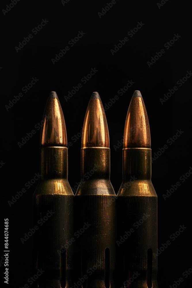 Three bullet shells on a dark background Three bullet shells on a dark background