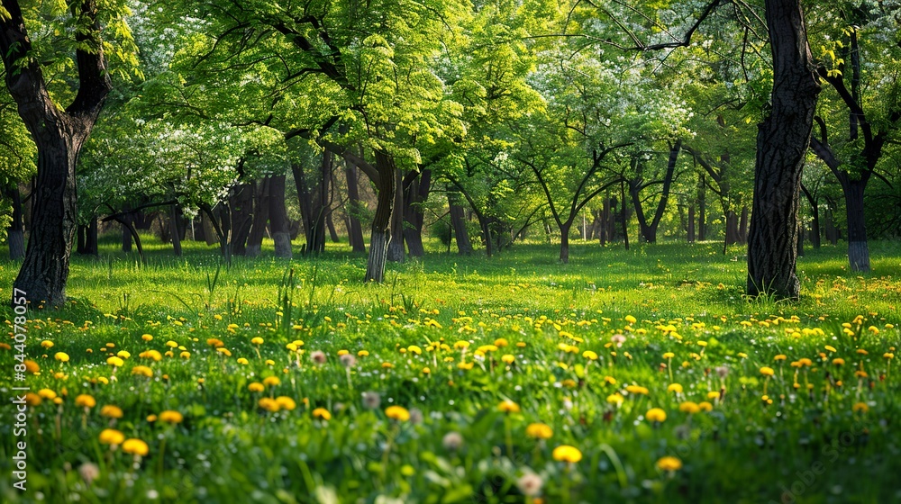 A lush green field with a large number of yellow flowers A lush green field with a large number of yellow flowers