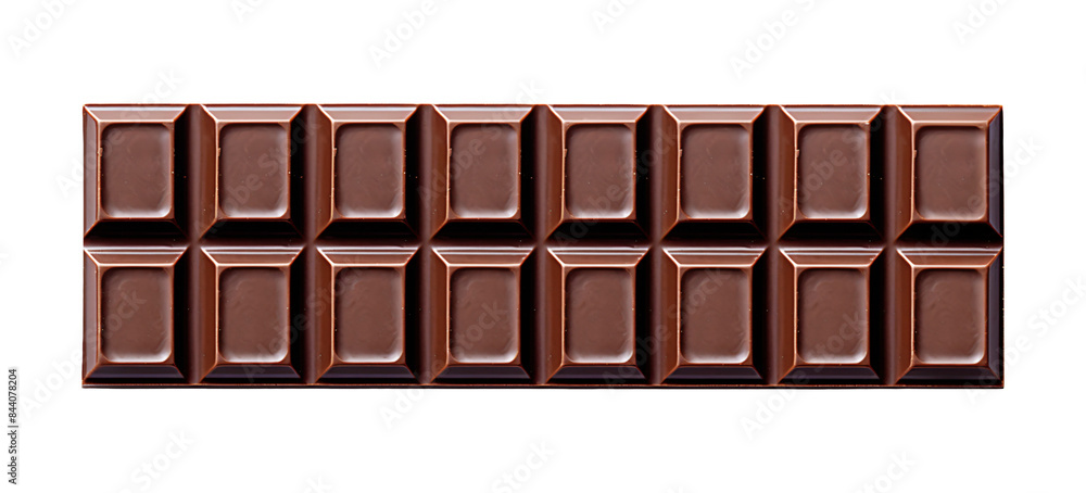 Obraz premium Chocolate bar, whole and segmented, with a smooth, glossy finish.