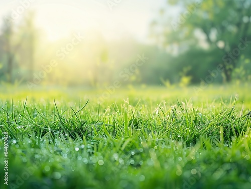 A lush green field with a bright sun shining on it