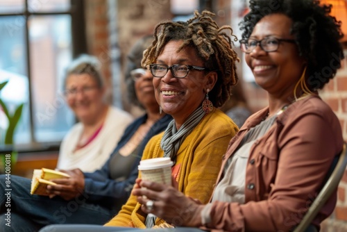 diverse group of people in a book club discussion