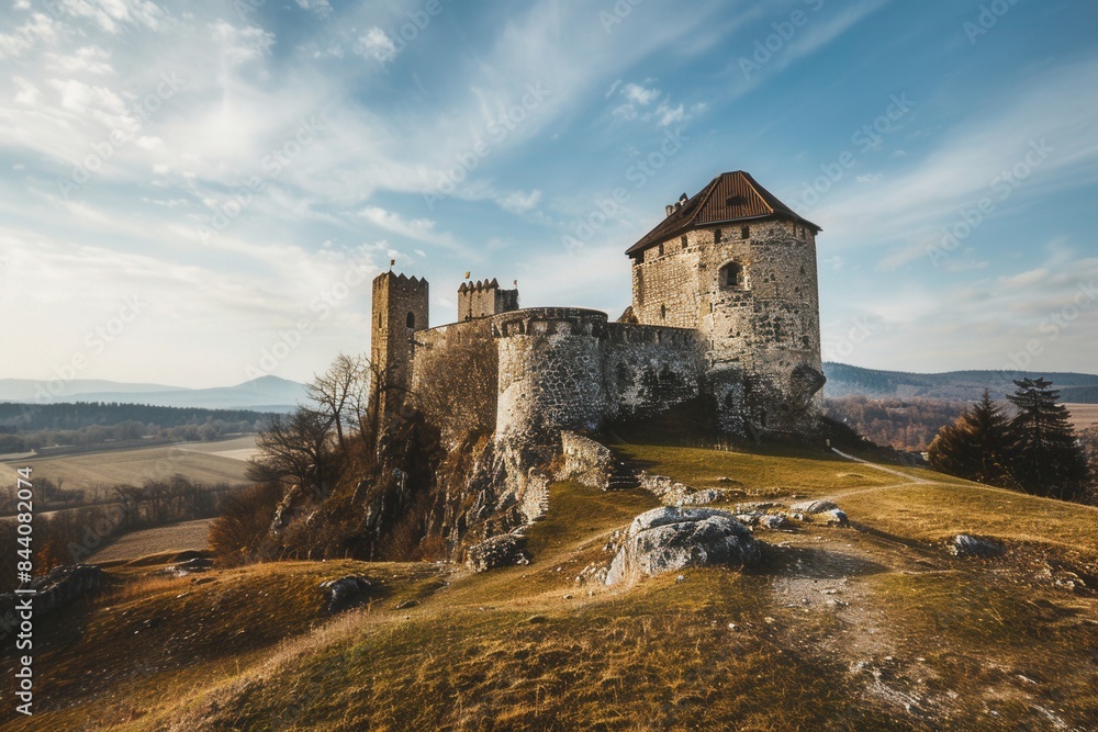 medieval castle on a hilltop medieval castle on a hilltop