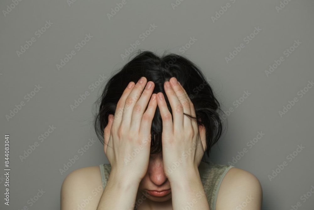 Stressed person with their hand on their head Stressed person with their hand on their head