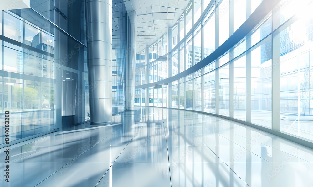 Modern Office Interior with Expansive Windows Modern Office Interior with Expansive Windows
