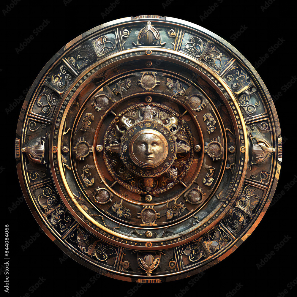 Fototapeta premium Ancient Aztec calendar, maya. Wheel of money