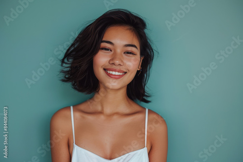 A close up portrait of a young woman with a subtle smile
