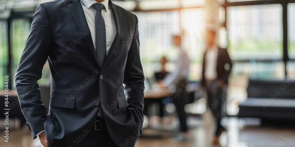 Fototapeta premium Businessman in suit standing in modern office