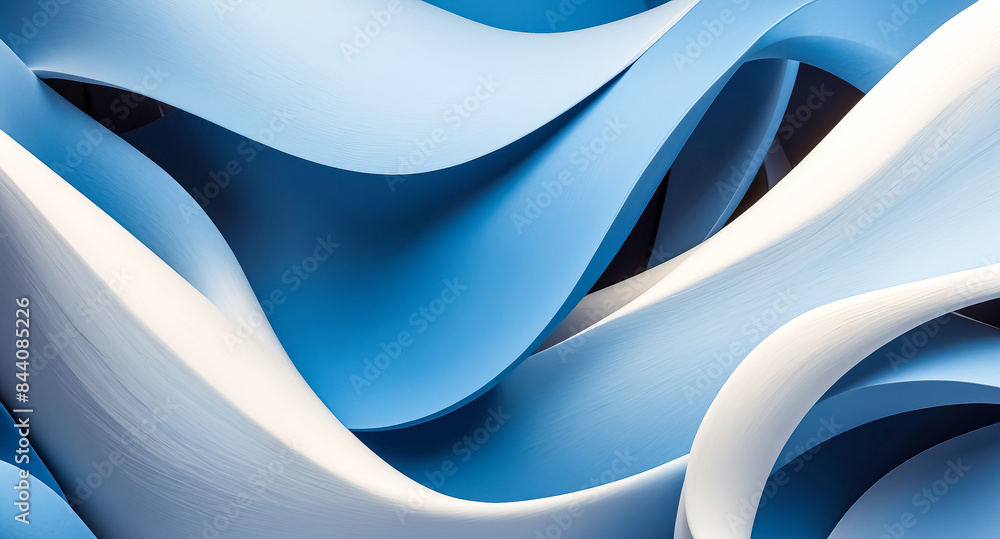 Fototapeta premium Abstract Blue and White Curved Shapes