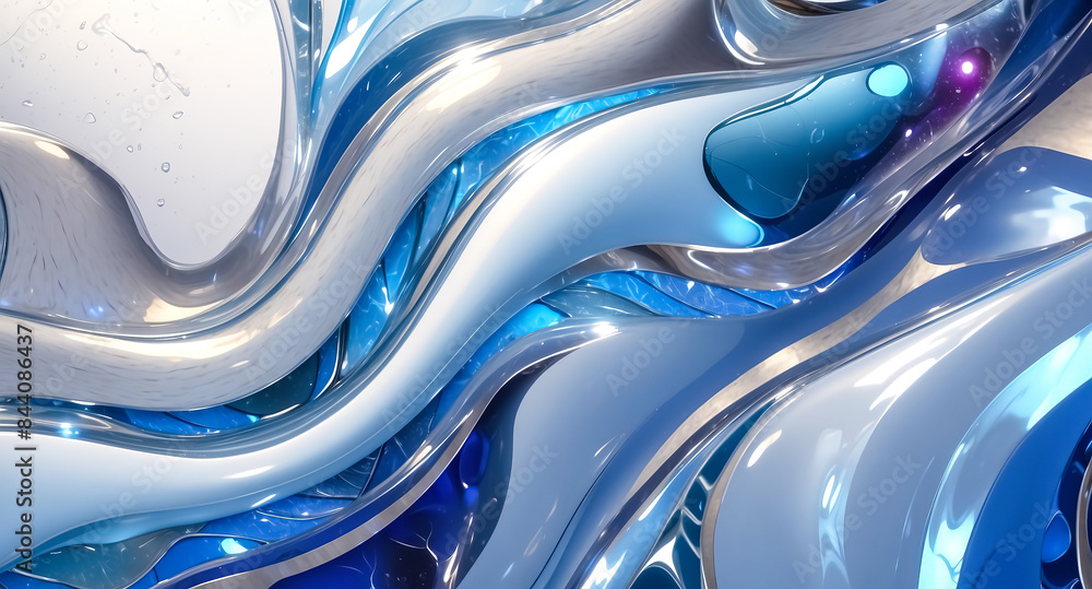 Abstract Blue and Silver Wavy Background Abstract Blue and Silver Wavy Background