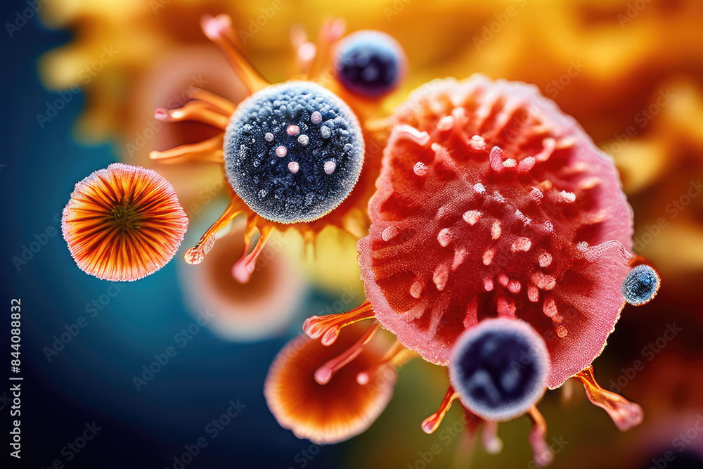 Bacterial colony under microscope. Bacterial colony under microscope.