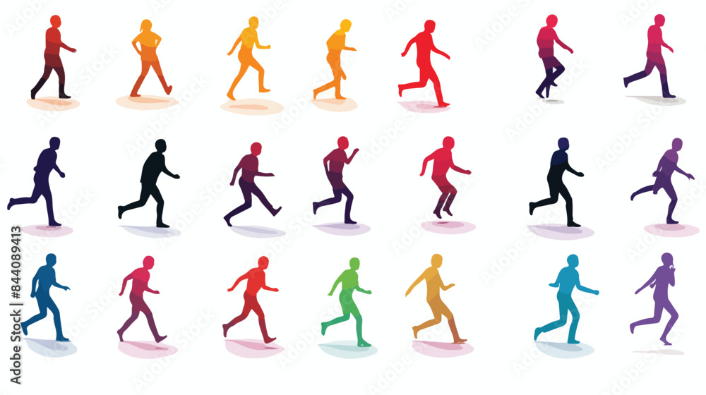 Crawl Walk Run stickman icon set. Clipart image iso Stock Vector ...