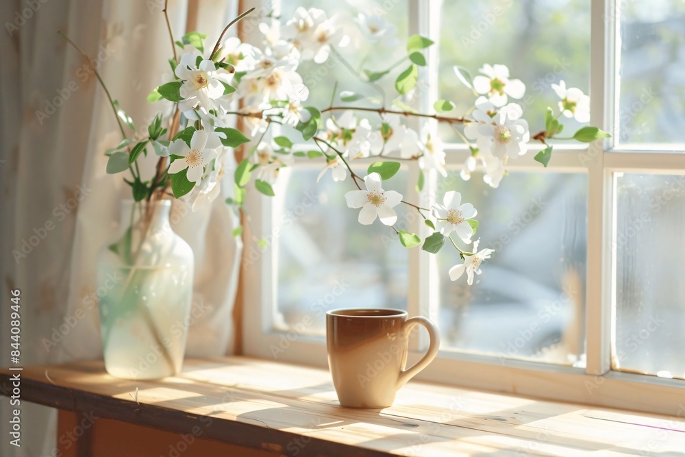 cup of coffee and flowers cup of coffee and flowers