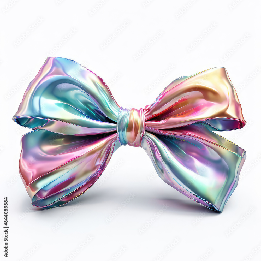 Iridescent silk bow. Decorative fashion or decor detail. Iridescent silk bow. Decorative fashion or decor detail.