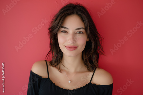 A close up portrait of a young woman with a subtle smile