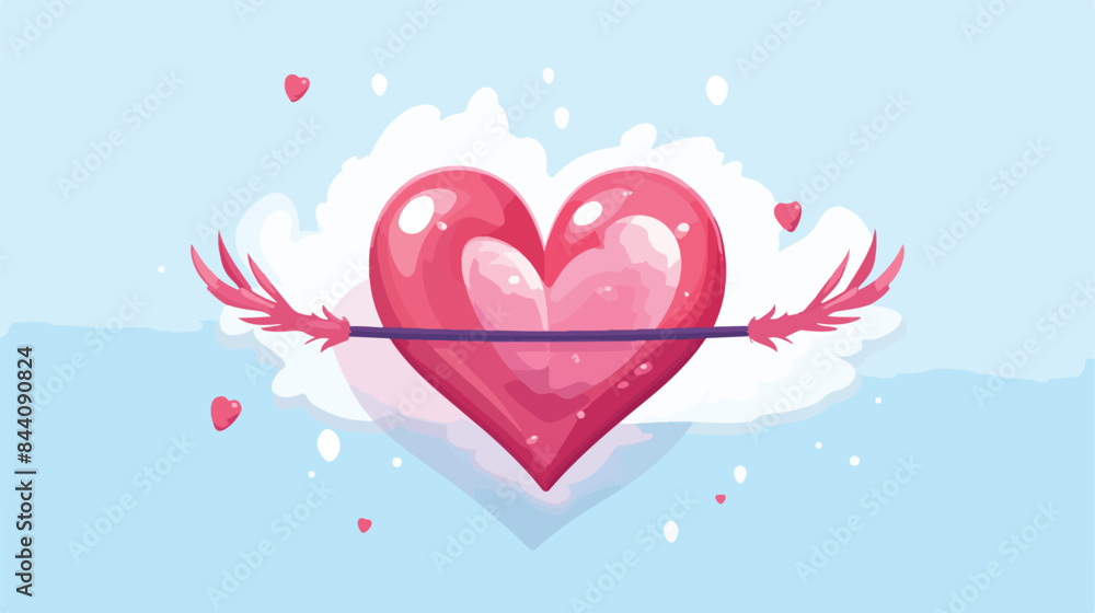 Cupid heart with arrow from bow vector icon or logo