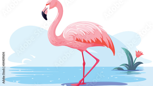Cute flamingo clipart isolated vector illustration.