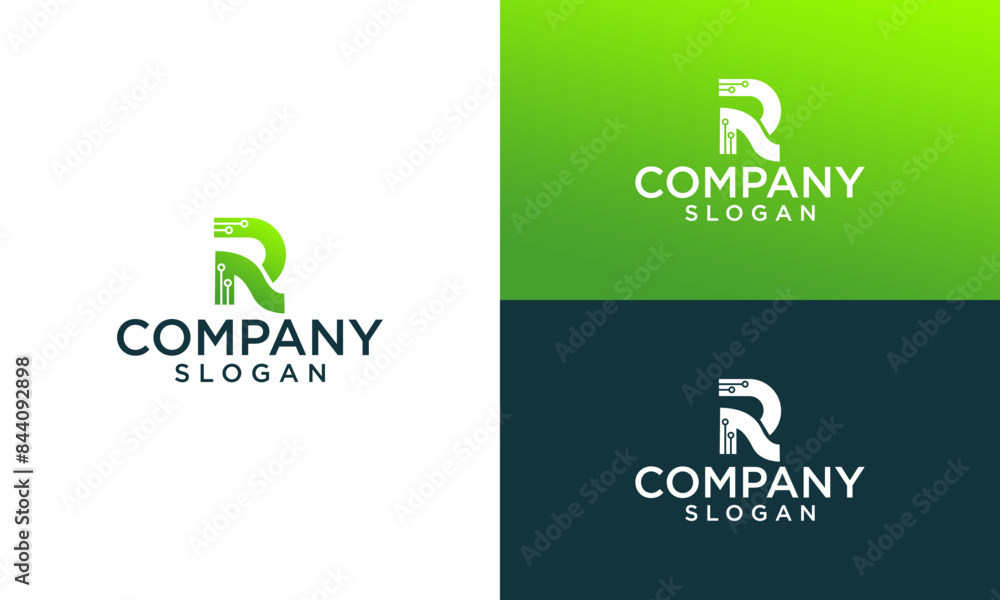 letter R abstract technology logo design vector letter R abstract technology logo design vector