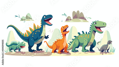 Dinosaurs clipart isolated vector illustration. 2d