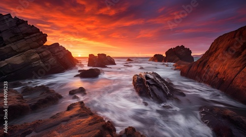 Beautiful seascape at sunset. Panoramic image. © Iman